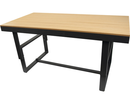 Table de jardin avec plateau en bois et structure en métal