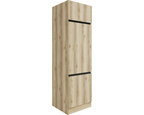 Optifit Kühlumbauschrank für 88er Einbaukühlschrank Kaya290 BxTxH 60x57,1x206,8 cm wildeiche strukturiert matt zerlegt Anschlag reversibel (links oder rechts montierbar) Hochschrank mit zwei Schubladen und Holzdekor