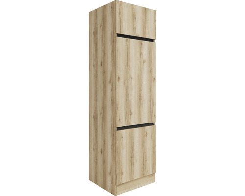 Armoire pour réfrigérateur Optifit pour armoire pour réfrigérateur encastré 88 cm Kaya290 lxpxh 60x57,1x206,8 cm chêne sauvage structuré mat démontée tirant réversible (montage à gauche ou à droite)