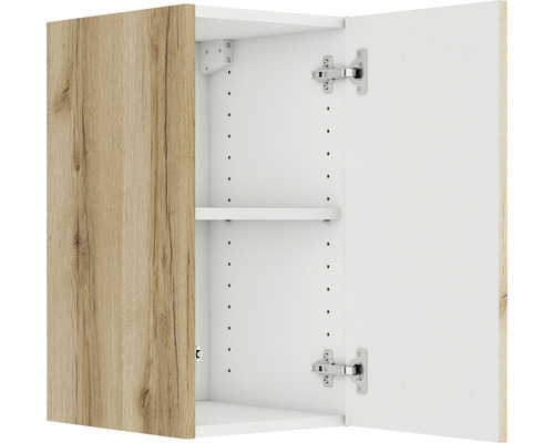 Optifit Hängeschrank Kaya290 BxTxH 30x34,6x57,6 cm wildeiche strukturiert matt zerlegt Anschlag reversibel (links oder rechts montierbar) Offener Wandschrank mit Fachboden und Holztür