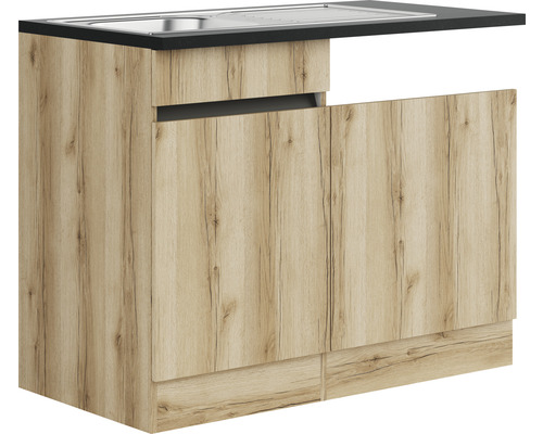 Küchenspüle mit Unterschrank und Holzeffekt