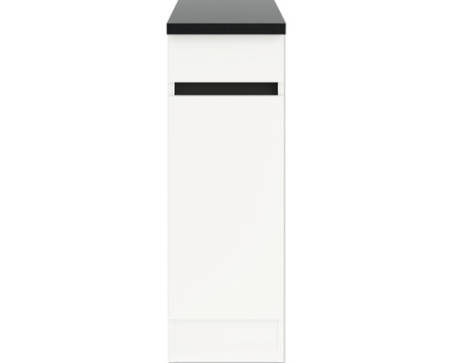 Meuble sous-lavabo en blanc avec dessus foncé