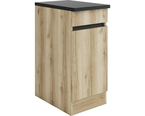Optifit Unterschrank mit Schublade und Drehtür Kaya290 BxTxH 40x60x88 cm wildeiche strukturiert matt zerlegt Anschlag reversibel (links oder rechts montierbar) Unterschrank mit Tür und Schublade, Holzoptik