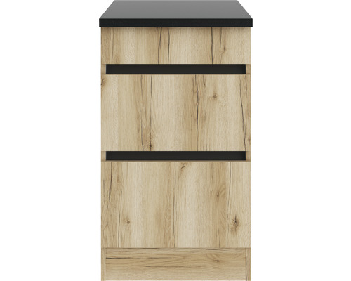 Meuble bas avec deux tiroirs au design bois