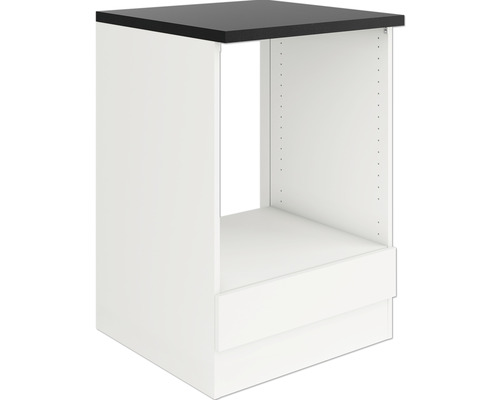 Küchenunterschrank mit Schublade und schwarzer Arbeitsplatte