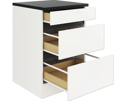 Meuble bas de cuisine avec trois tiroirs