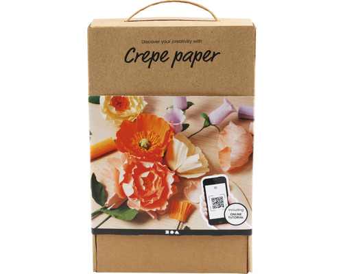 Karton mit Krepppapier zum Basteln von Papierblumen inklusive Online-Tutorial