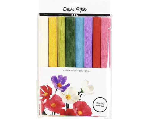 Krepppapier Set mit acht Rollen, 60 Zentimeter lang