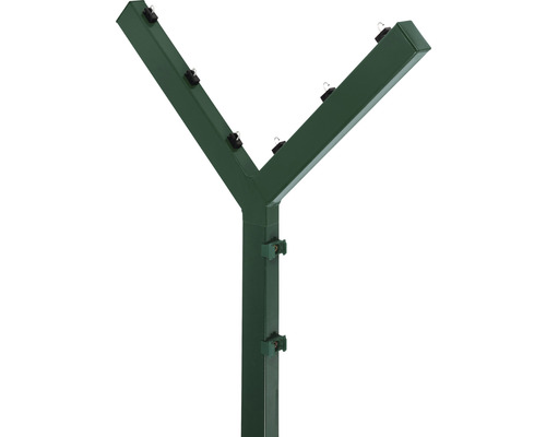 Rehausse de poteau en Y pour poteau 60 x 40 mm avec 6 supports de fil et capuchon de poteau vert
