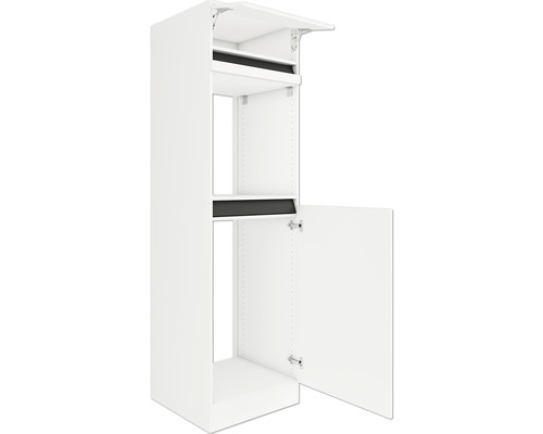 Armoire pour four/réfrigérateur encastré Optifit pour réfrigérateur encastré 88 Luca932 lxpxh 60x57,1x206,8 cm blanc mat démonté tirant réversible (montage à gauche ou à droite)