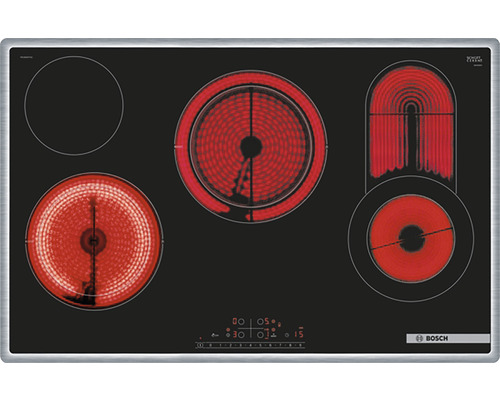 Plaque de cuisson vitrocéramique Bosch PKC845FP2C avec cadre 80 cm 4 zones de cuisson autonomes