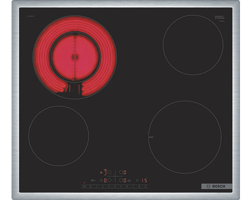 Plaque de cuisson vitrocéramique Bosch PKF645FP2C avec cadre 60 cm 4 zones de cuisson autonomes
