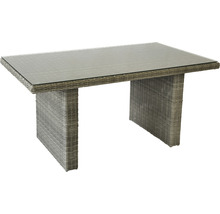 Gartentisch mit Glasplatte und Rattanstruktur