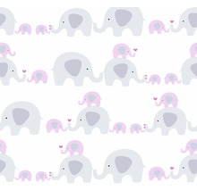 Motif avec familles d''éléphants et coeurs