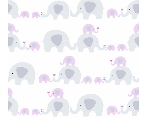 Motif avec familles d''éléphants et coeurs