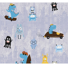 Tapete mit Monster und Stadtdesign