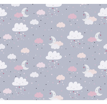 Motif avec nuages, lunes, étoiles et cœurs pour tissus et papiers peints