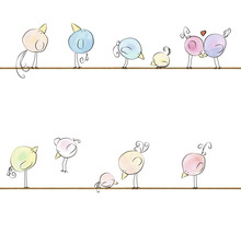 Illustration d''oiseaux stylisés sur une branche