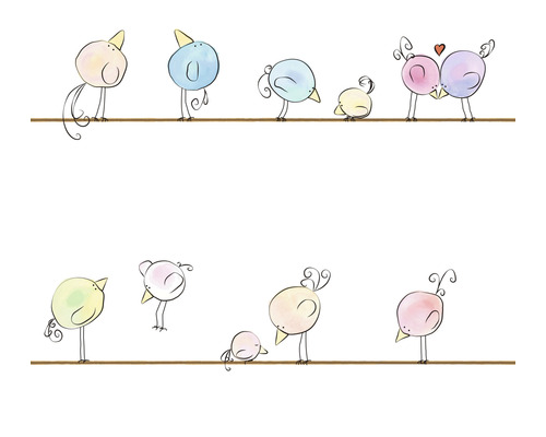 Illustration d''oiseaux stylisés sur une branche