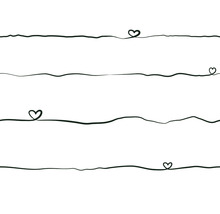 Lignes décoratives avec motifs de cœurs