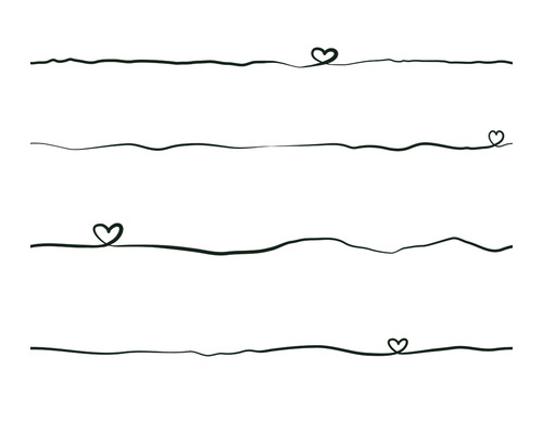 Lignes décoratives avec motifs de cœurs