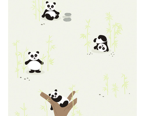 Papier peint avec motifs de pandas et bambous