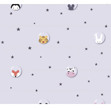 Tapete mit Tiermotiven und Sternen für Kinderzimmer