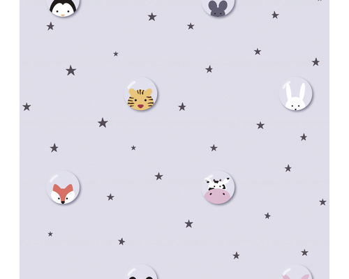 Papier peint avec motifs d''animaux et étoiles pour chambre d''enfant