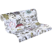 Rouleau de papier peint avec motifs de licorne, d''animaux et de plantes