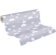 Rouleau de papier peint avec motif de nuages, de lunes et d''étoiles