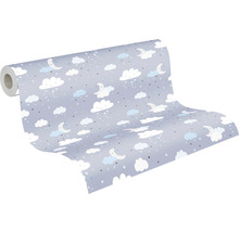 Rouleau de papier peint avec motif nuages, lune et étoiles