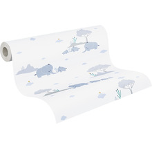 Rouleau de papier peint avec motif d''éléphants et paysage désertique