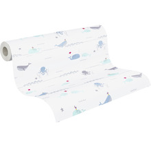 Rouleau de papier peint avec baleines, pieuvres et étoiles de mer