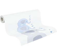 Rouleau de papier peint avec des motifs d''éléphants et des cœurs