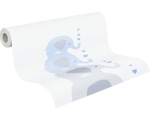 Rouleau de papier peint avec des motifs d''éléphants et des cœurs