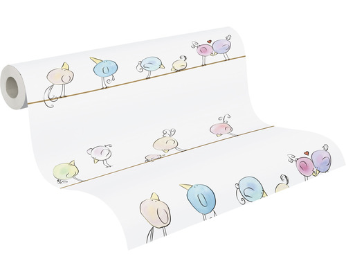 Rouleau de papier peint avec des motifs d''oiseaux sur une ligne