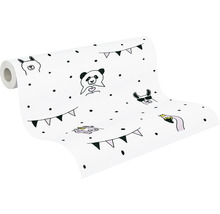 Tapetenrolle mit Tierzeichnungen und Punktmuster