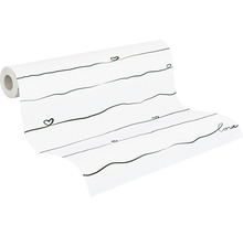 Rouleau de papier peint avec motif de cœur et lettrage