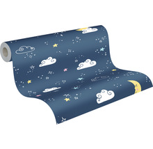 Tapetenrolle mit Wolken, Sternen und Mond Muster