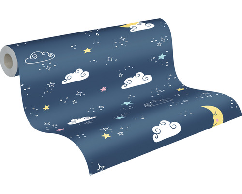 Tapetenrolle mit Wolken, Sternen und Mond Muster