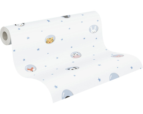 Rouleau de papier peint avec motifs d''animaux et étoiles pour chambre d''enfant