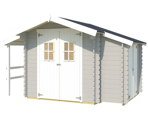Abri de jardin en bois avec double porte et auvent