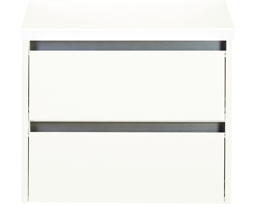 Meuble sous-vasque Sanox Dante lxhxp 60 x 53 x 45,7 cm couleur de façade blanc à haute brillance avec plan de toilette