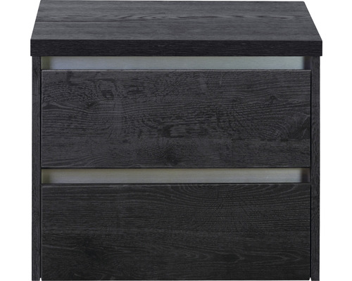 Meuble sous-vasque Sanox Dante lxhxp 60 x 53 x 45,7 cm couleur de façade black oak avec plan de toilette