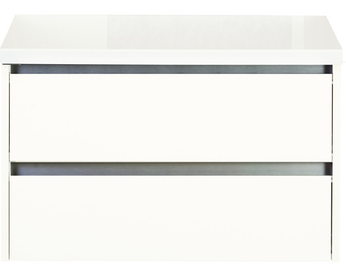 Waschtischunterschrank Sanox Dante BxHxT 80 x 53 x 45,7 cm Frontfarbe weiss hochglanz mit Waschtischplatte Waschtischunterschrank Sanox Dante BxHxT 80 x 53 x 45,7 cm Frontfarbe weiss hochglanz mit Waschtischplatte