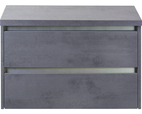 Meuble sous-vasque Sanox Dante lxhxp 80 x 53 x 45,7 cm couleur de façade béton anthracite avec plan de toilette