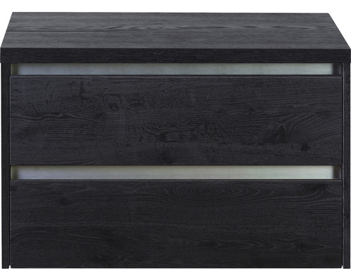 Meuble sous-vasque Sanox Dante lxhxp 80 x 53 x 45,7 cm couleur de façade black oak avec plan de lavabo