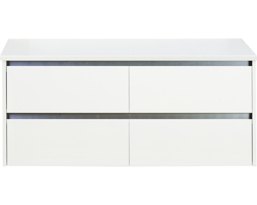 Waschtischunterschrank Sanox Dante BxHxT 120 x 53 x 45,7 cm Frontfarbe weiss hochglanz mit Waschtischplatte