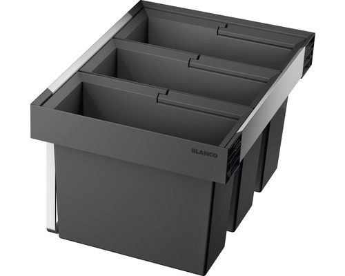 Poubelle de tri sélectif encastrée Blanco FLEXON II Low 60/3 3x15 l 526642 Système de tri des déchets Blanco avec trois conteneurs
