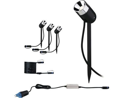 Set de projecteurs de jardin avec piquet de terre, câble et fiche